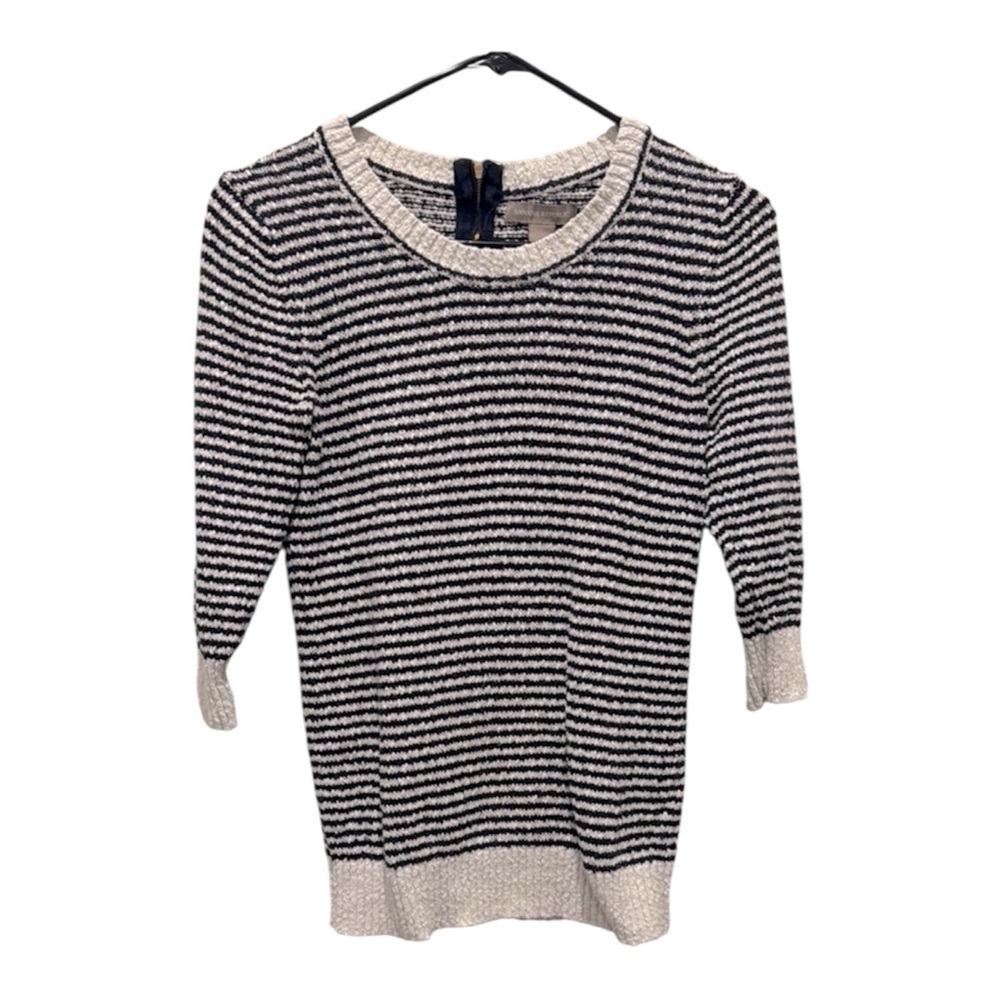 Banana Republic Striped Crew Neck 3/4 Sleeve Knit Sweater Womens Small